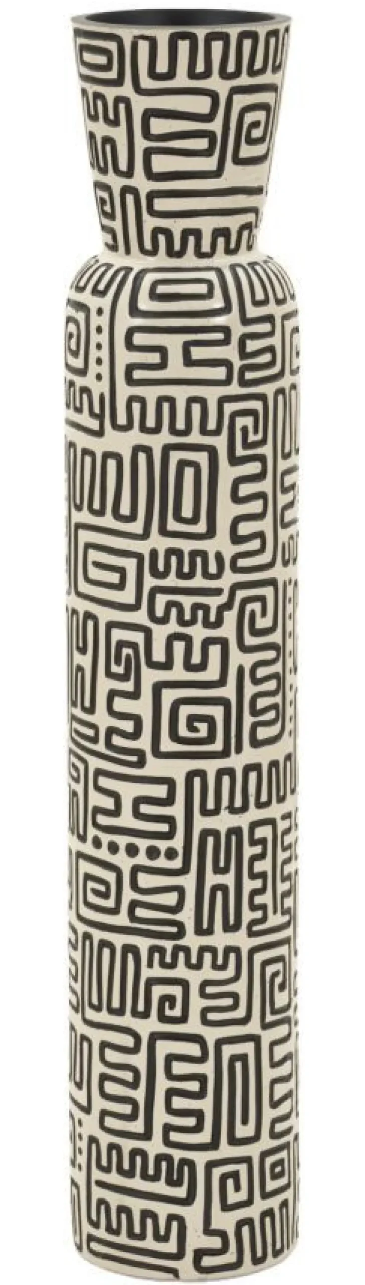 Vase en résine Nairobi motifs graphiques noirs