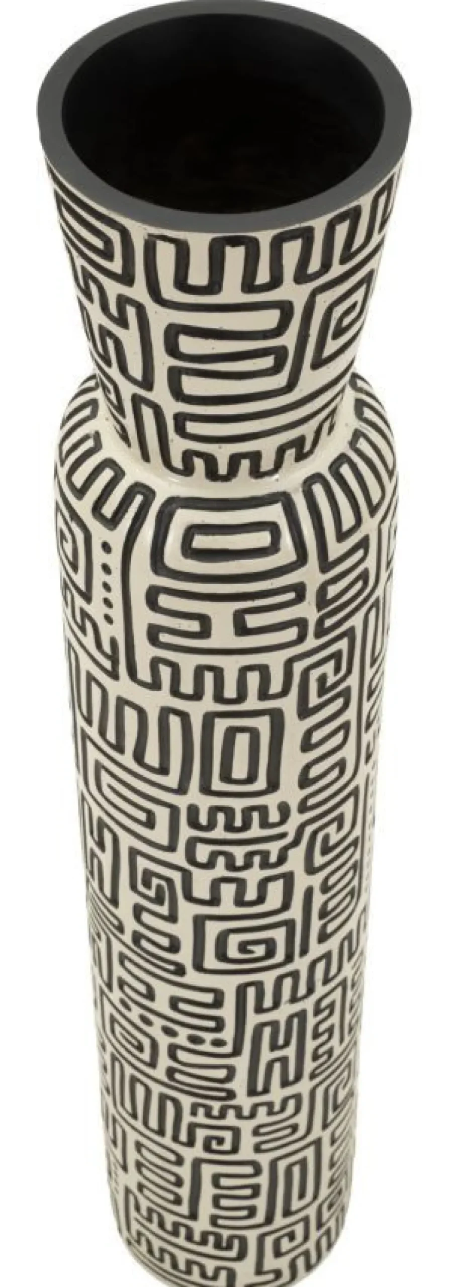 Vase en résine Nairobi motifs graphiques noirs
