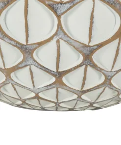 Vase en résine Tibet design géométrique blanc et marron