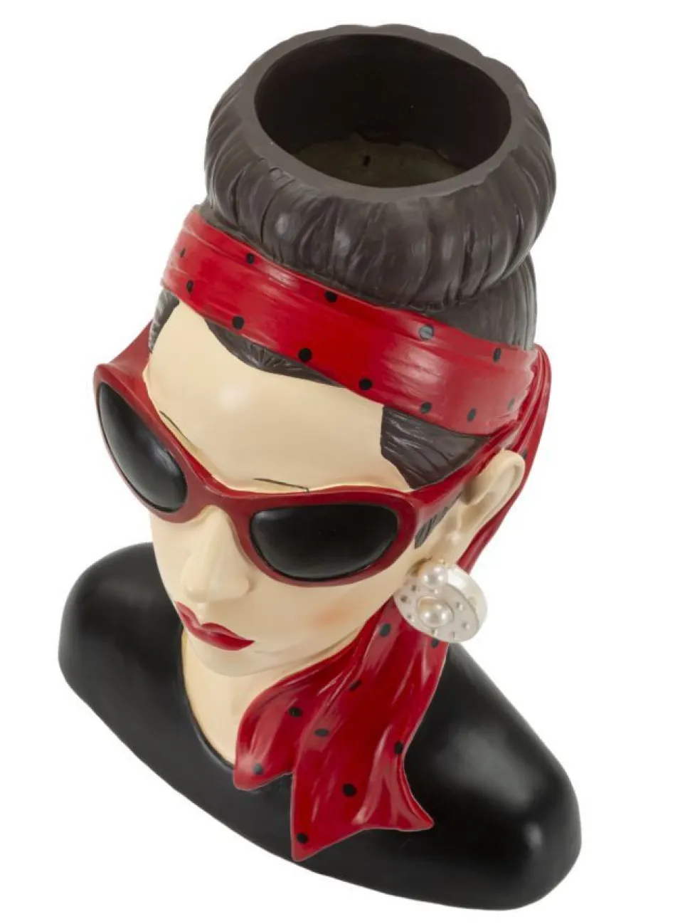 Vase Femme Hollywood Polyresine Noir et Rouge