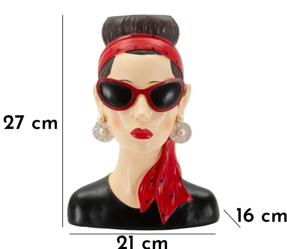 Vase Femme Hollywood Polyresine Noir et Rouge