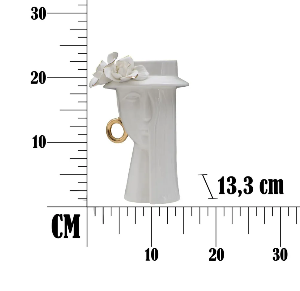 Vase femme porcelaine blanche décorations dorées