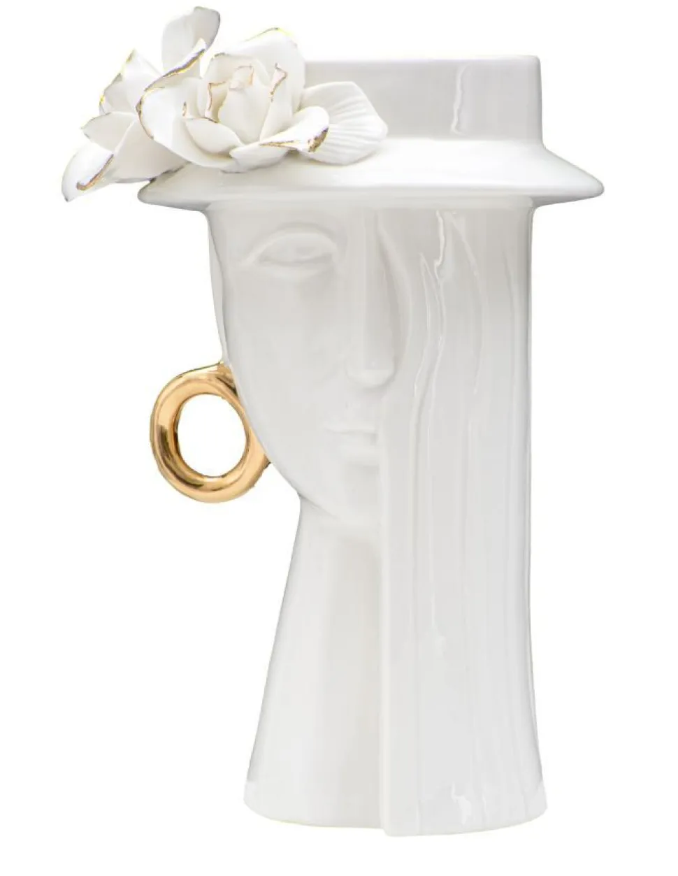 Vase femme porcelaine blanche décorations dorées