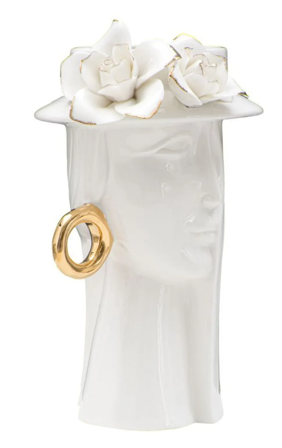Vase femme porcelaine blanche décorations dorées