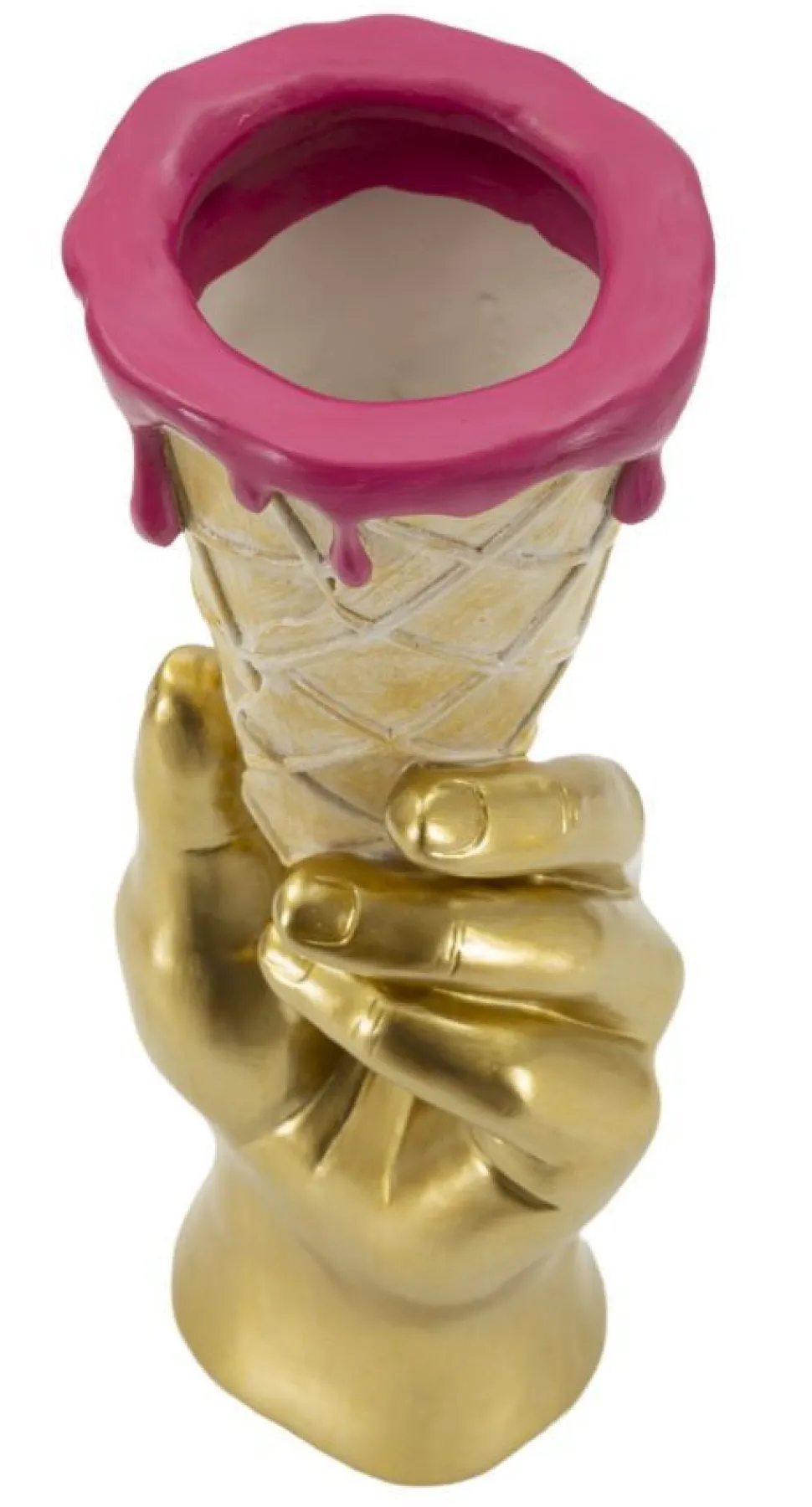 Vase Flower Cone main dorée et cornet crème