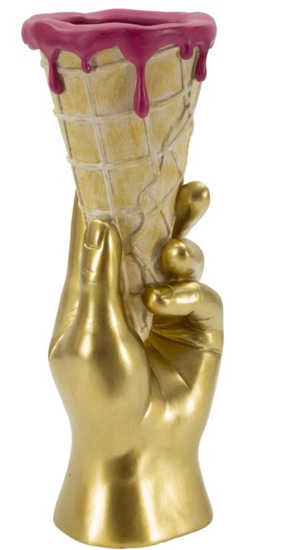 Vase Flower Cone main dorée et cornet crème