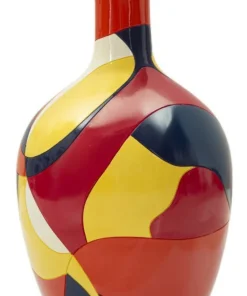Vase géométrique multicolore en polyrésine