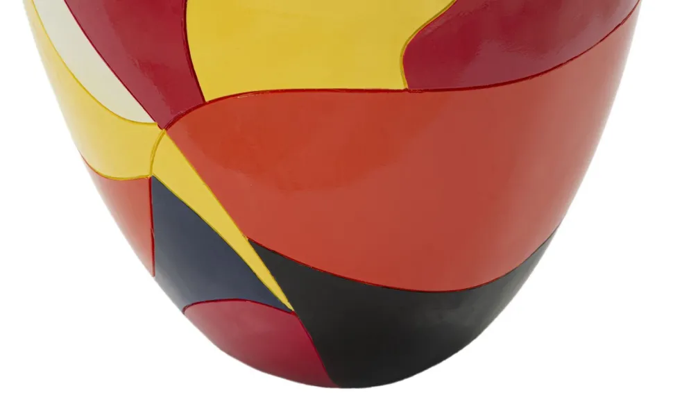 Vase géométrique multicolore en polyrésine