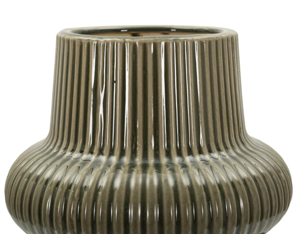 Vase harmonieux en céramique sculptée couleur taupe