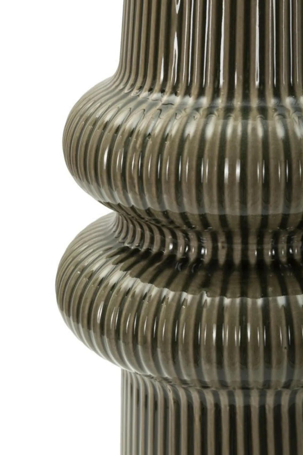 Vase harmonieux en céramique sculptée couleur taupe