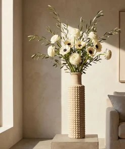 Vase haut en surface sablée couleur Pierre naturelle