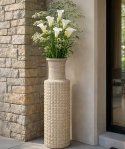 Vase haut en surface sablée couleur Pierre naturelle