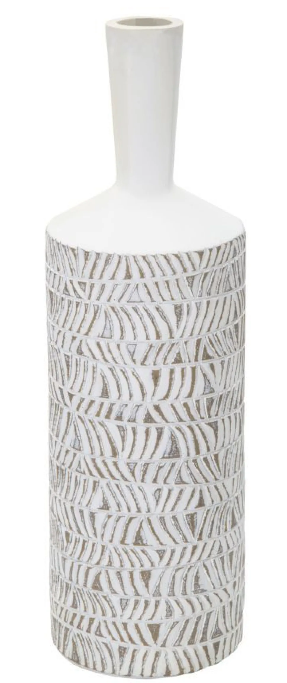 Vase Nairobi Polyrésine Blanche décorations sculptées abstraites et géométriques