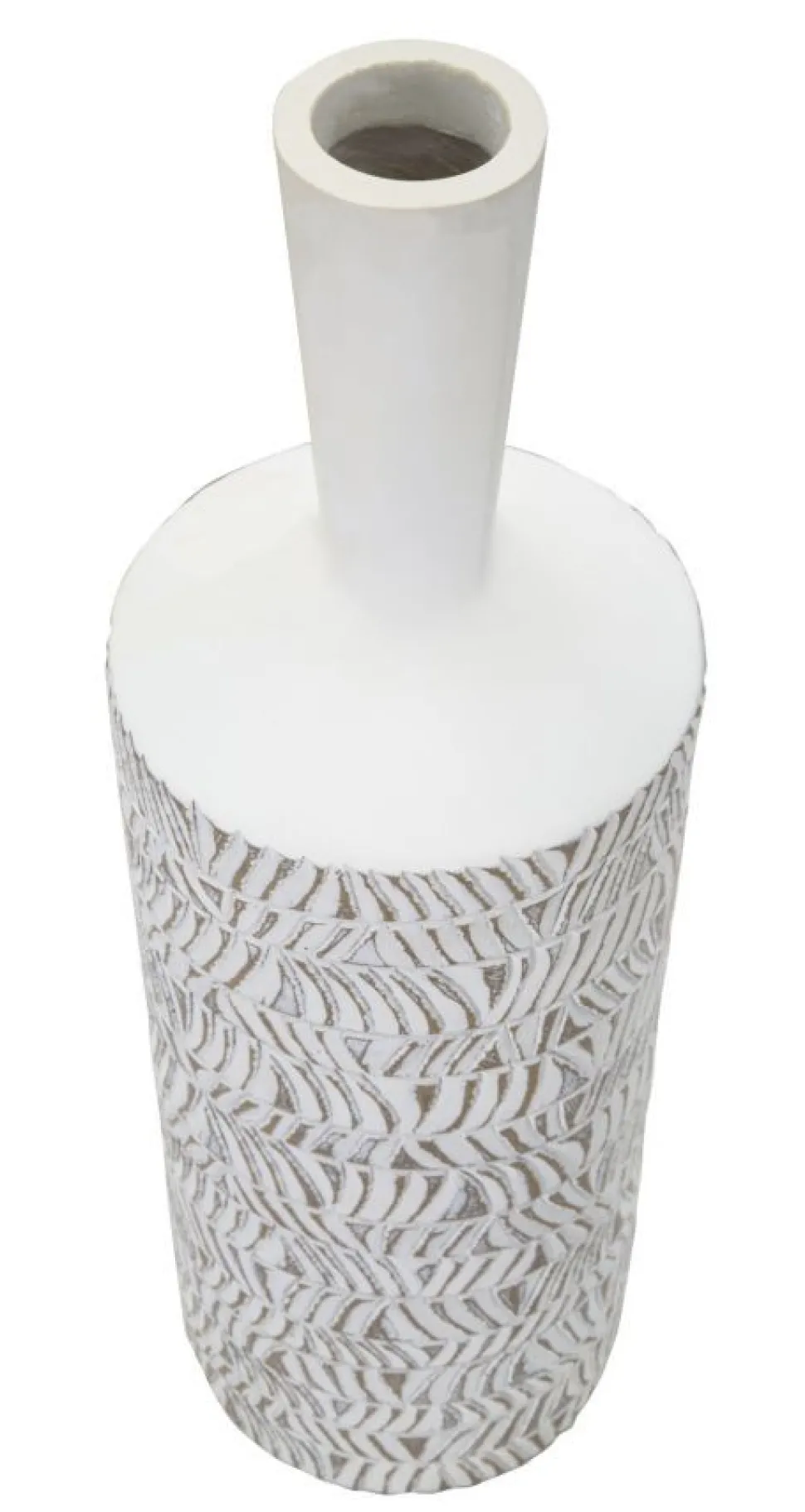 Vase Nairobi Polyrésine Blanche décorations sculptées abstraites et géométriques