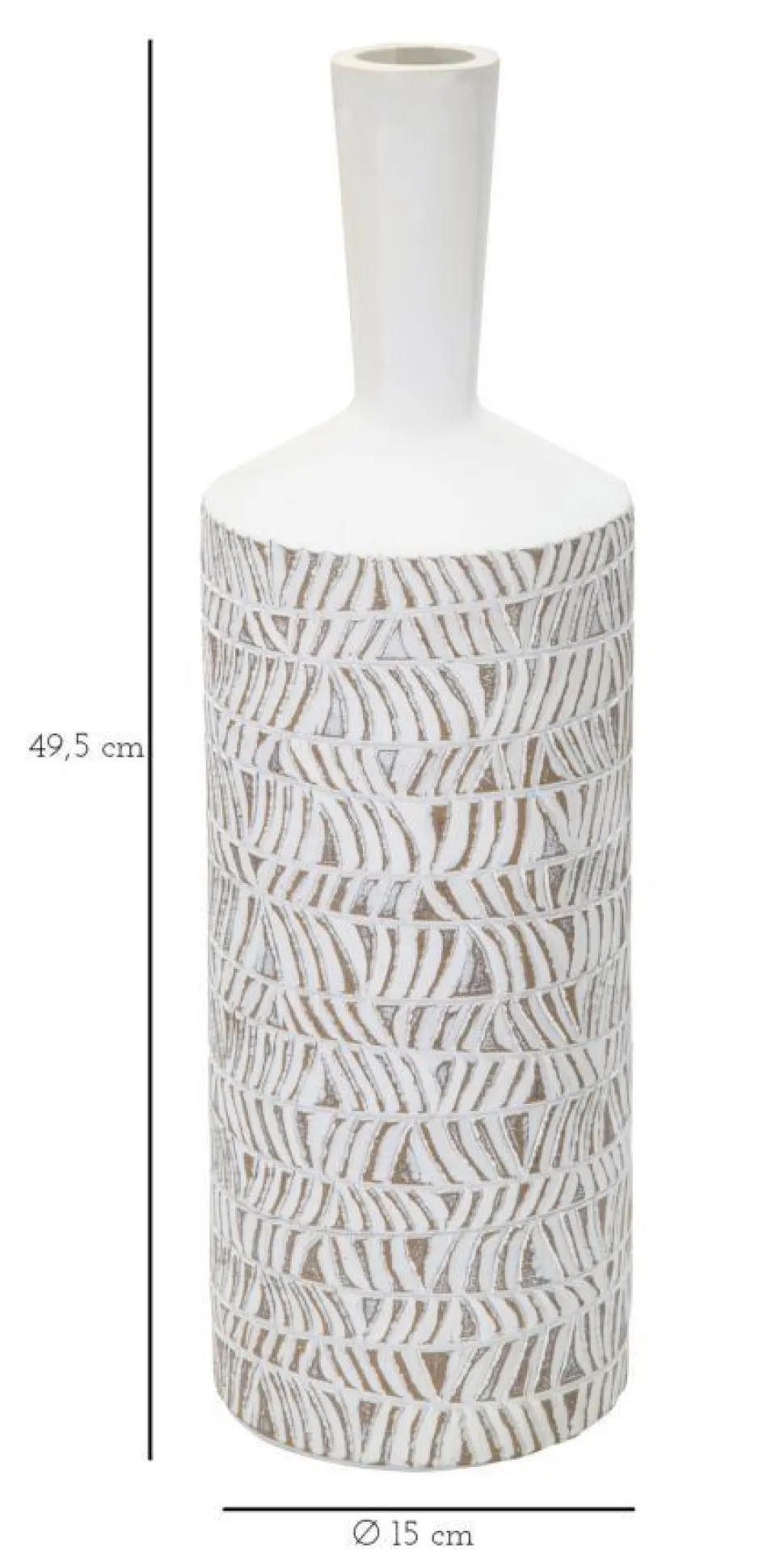 Vase Nairobi Polyrésine Blanche décorations sculptées abstraites et géométriques