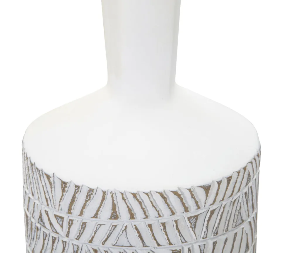 Vase Nairobi Polyrésine Blanche décorations sculptées abstraites et géométriques