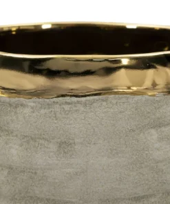 Vase ouvert Lima en céramique Beige et doré
