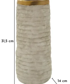 Vase ouvert Lima en céramique Beige et doré