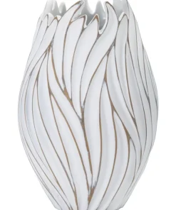 Vase ovale Honduras Polyrésine Blanc décoré