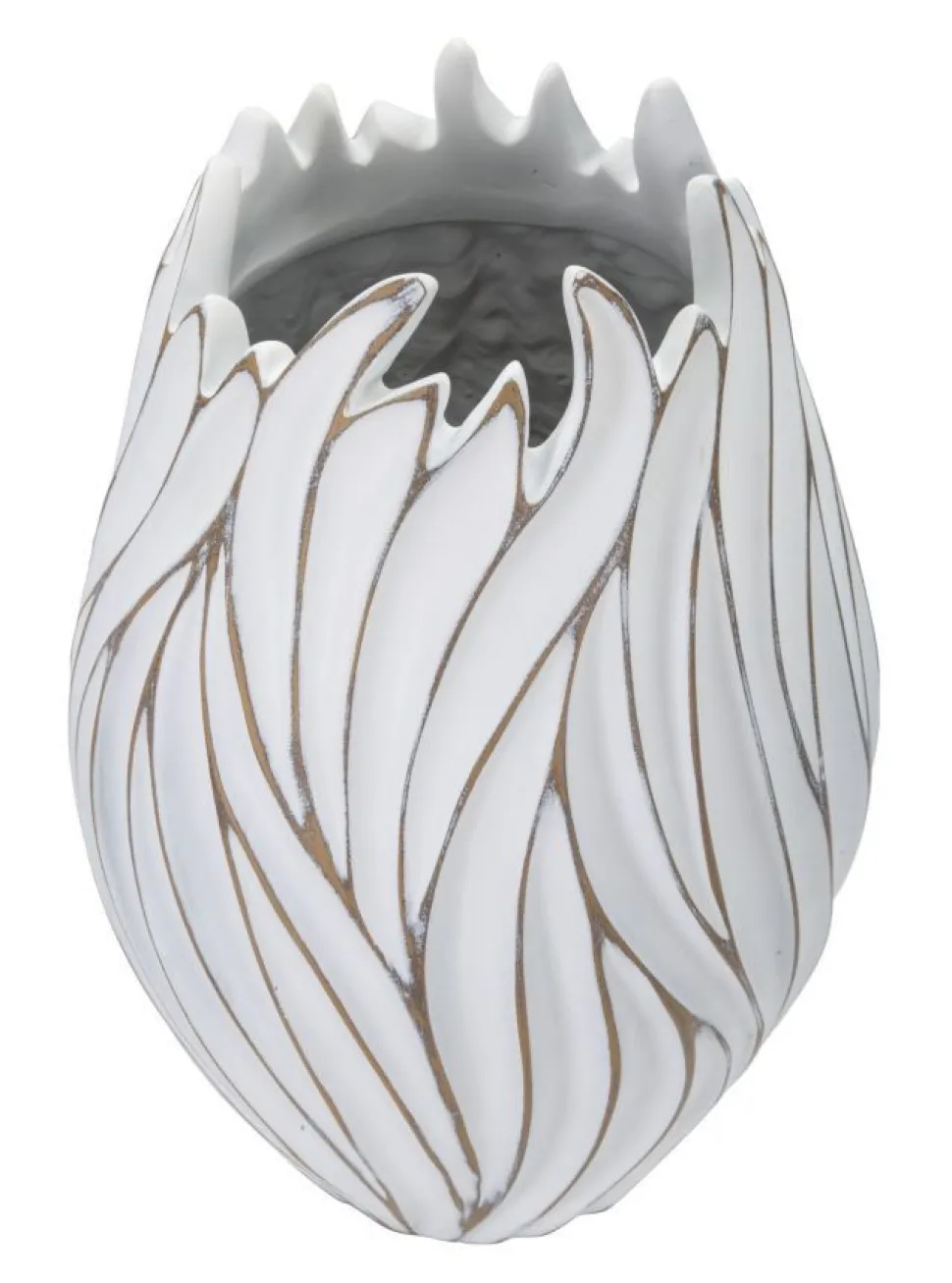 Vase ovale Honduras Polyrésine Blanc décoré