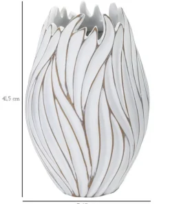 Vase ovale Honduras Polyrésine Blanc décoré