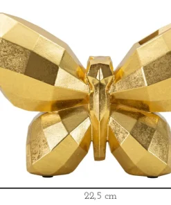 Vase Papillon en polyrésine dorée design cubisme