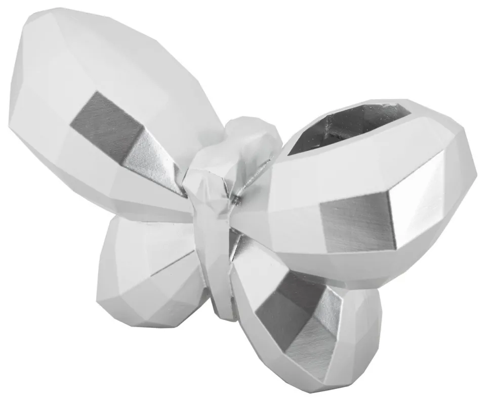 Vase Papillon en Résine Argentée