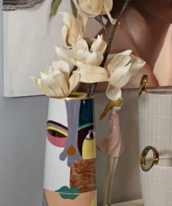 Vase Piccassy haut décoratif géométrique multicolore
