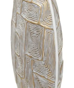 Vase polyrésine géométrique blanc doré