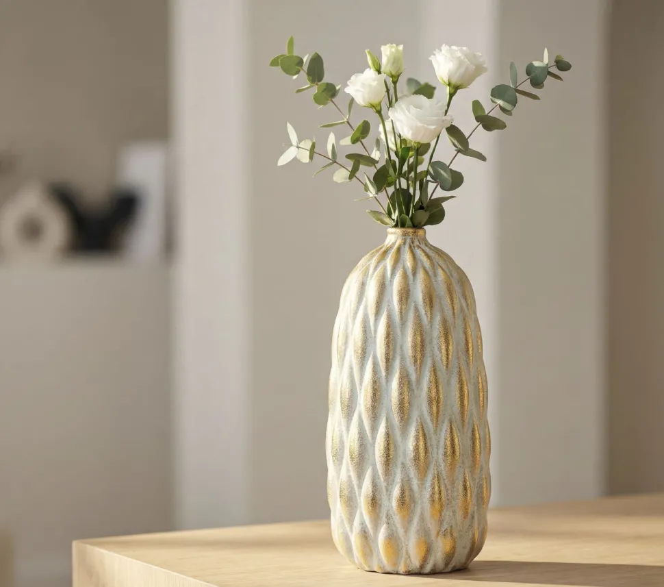 Vase Pépitas or et blanc