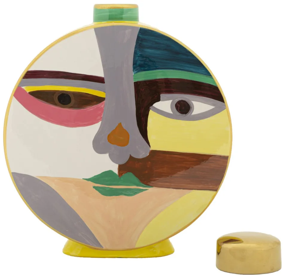 Vase rond Piccassy design cubiste couleurs vives