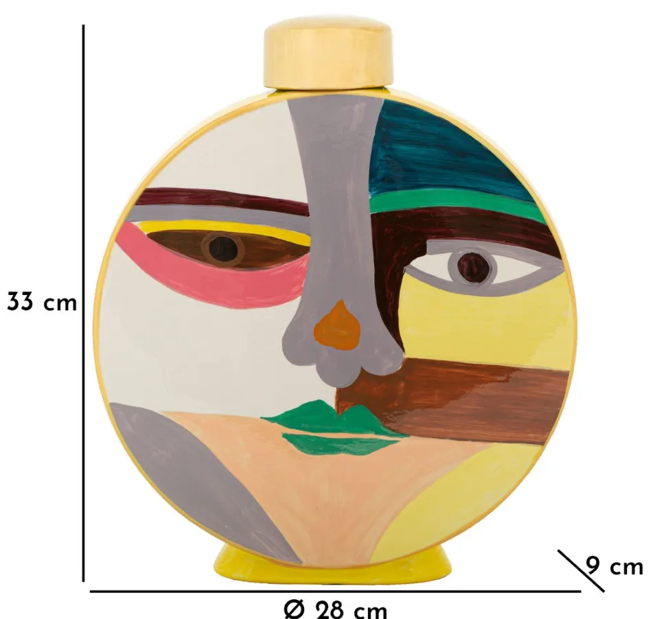 Vase rond Piccassy design cubiste couleurs vives