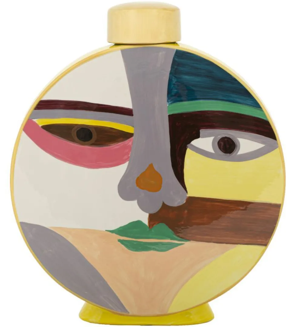 Vase rond Piccassy design cubiste couleurs vives