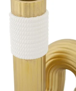 Vase sinueux blanc et doré en polyester