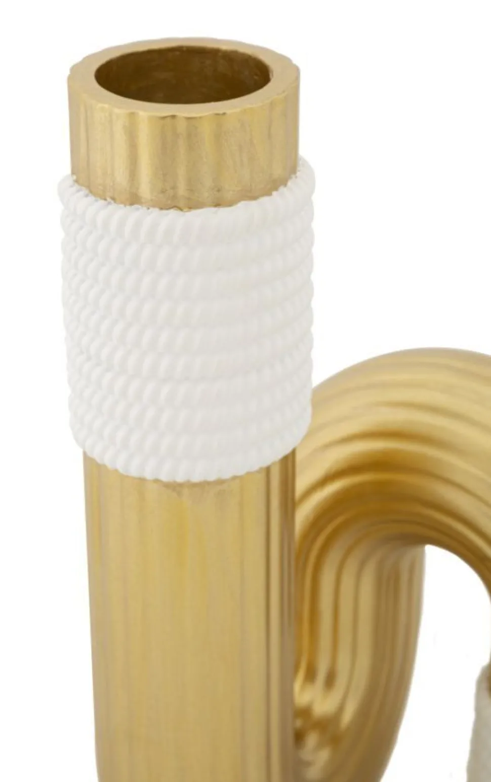 Vase sinueux blanc et doré en polyester