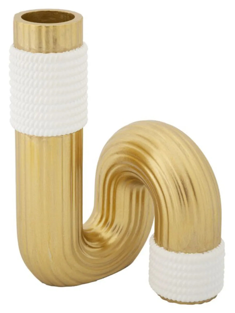 Vase sinueux blanc et doré en polyester