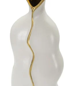 Vase sinueux céramique blanche détail doré