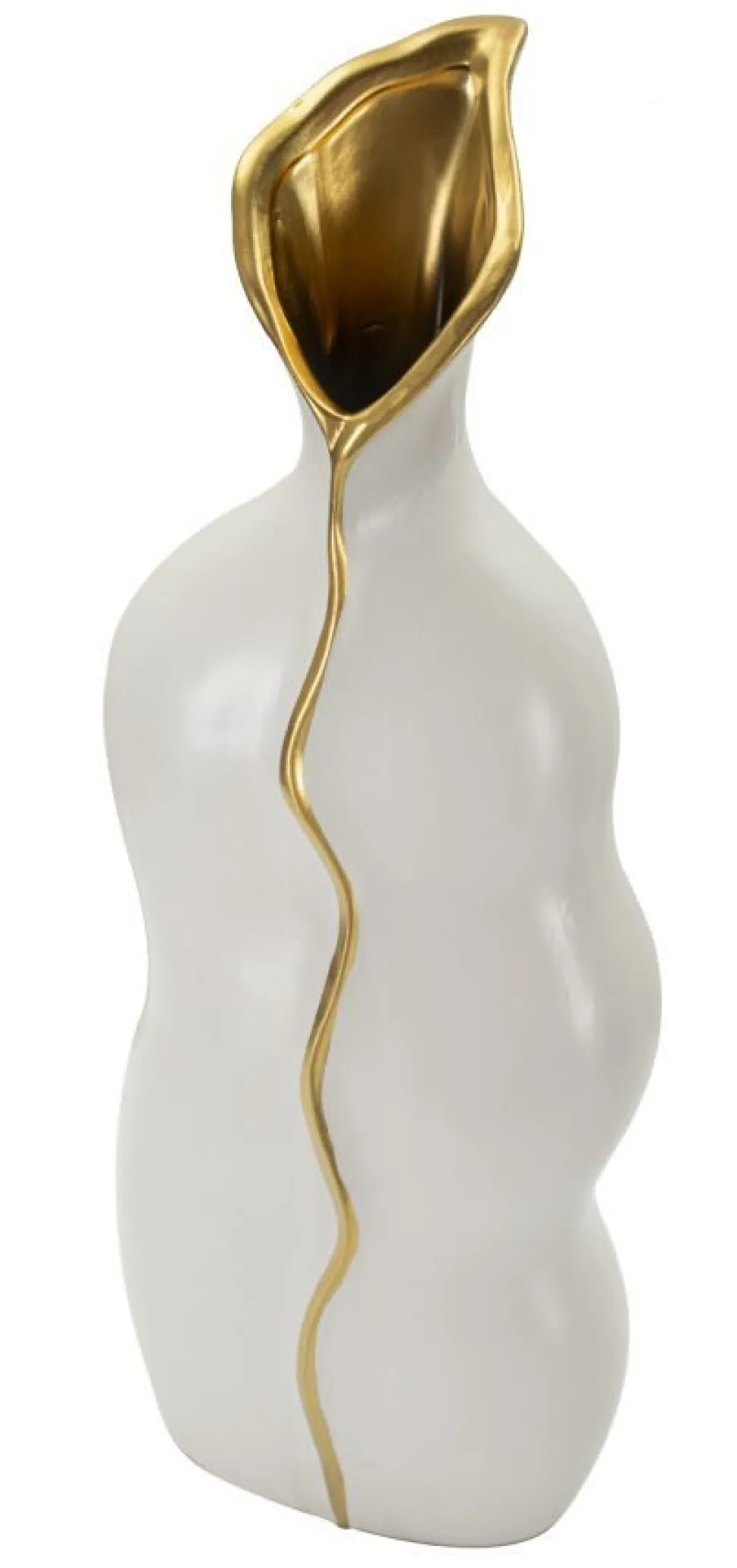 Vase sinueux céramique blanche détail doré