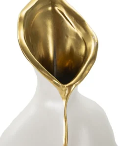 Vase sinueux en céramique blanche et détails dorés