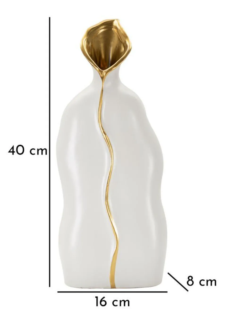 Vase sinueux en céramique blanche et détails dorés
