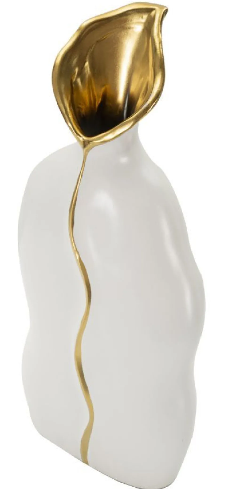 Vase sinueux en céramique blanche et détails dorés