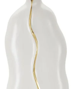 Vase sinueux en céramique blanche et détails dorés
