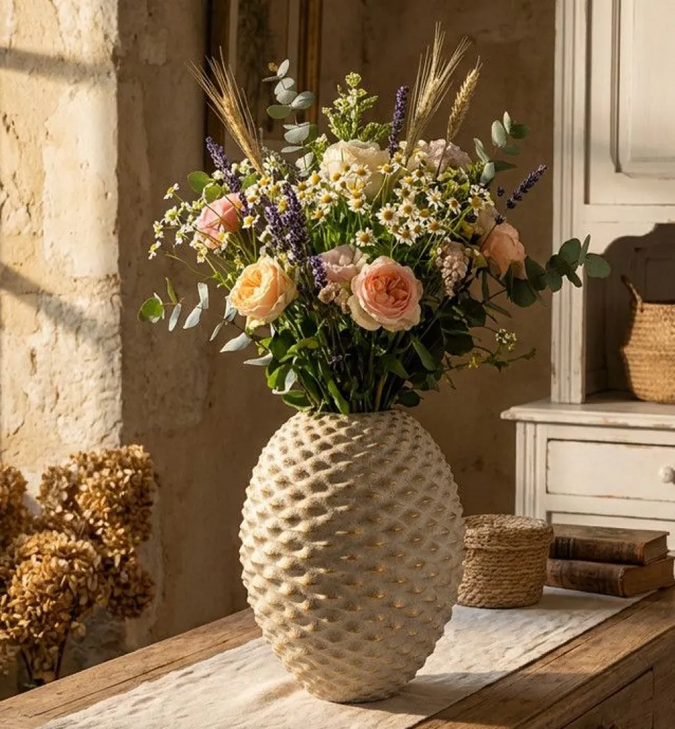 Vase sphérique en relief effet bijou
