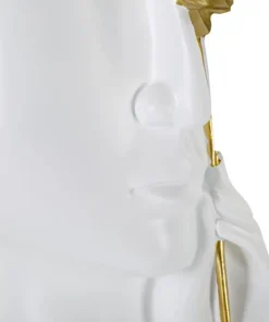 Vase visage blanc fleur dorée