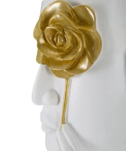 Vase visage blanc fleur dorée