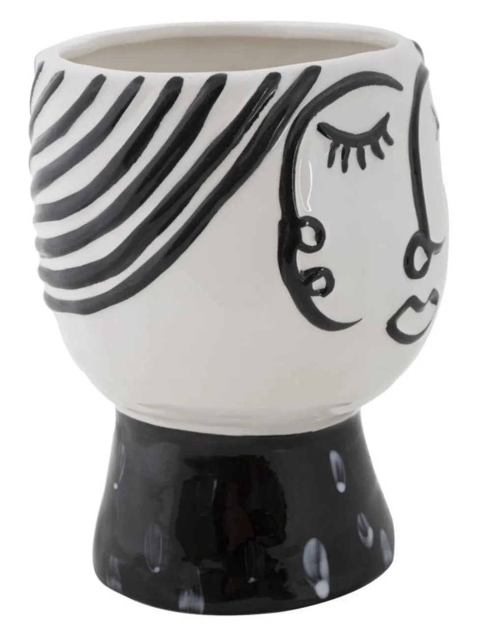 Vase visage Porcelaine Blanche base Noir
