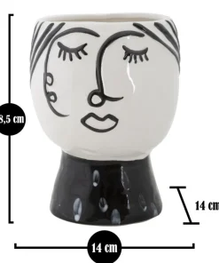 Vase visage Porcelaine Blanche base Noir