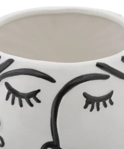 Vase visage Porcelaine Blanche base Noir