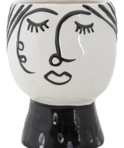Vase visage Porcelaine Blanche base Noir