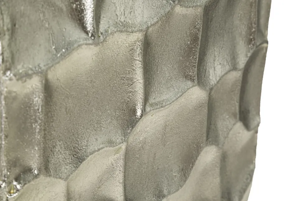 Vases ronds en métal argenté avec motifs en relief Set de 3
